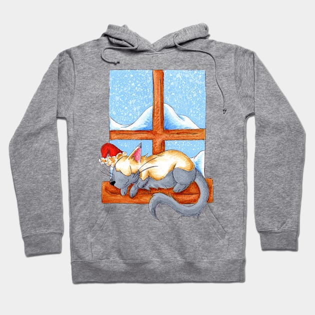 Christmas Catnap Hoodie by KristenOKeefeArt